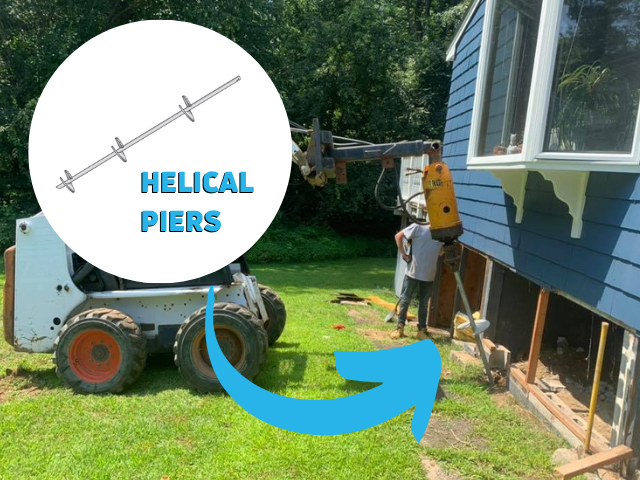 Helical Piers strengthen foundation walls